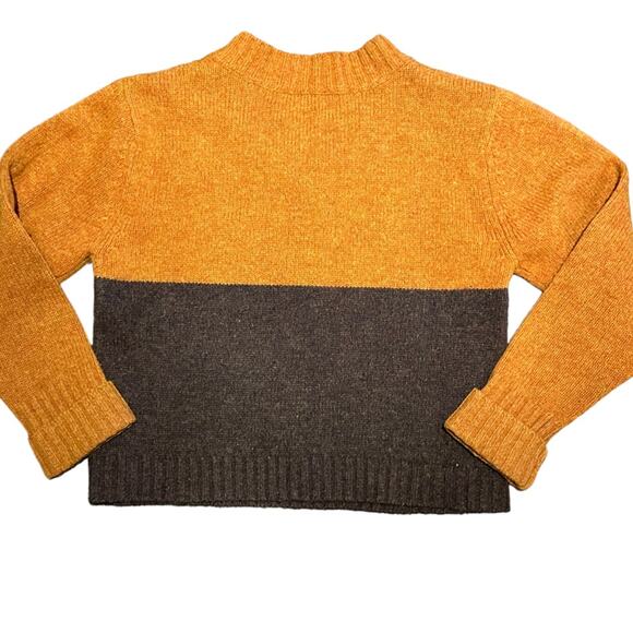 Vintage Graphite Jeanswear 100% Lambswool Orange and Brown Cropped Sweater Med - Picture 2 of 6